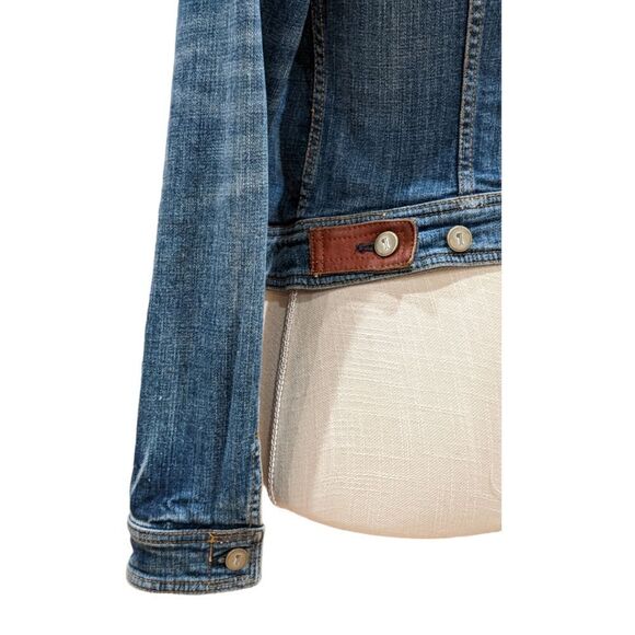 Anthropologie Pilcro and The Letterpress Avie Denim Leather Tab Jacket Size XS - Picture 6 of 9